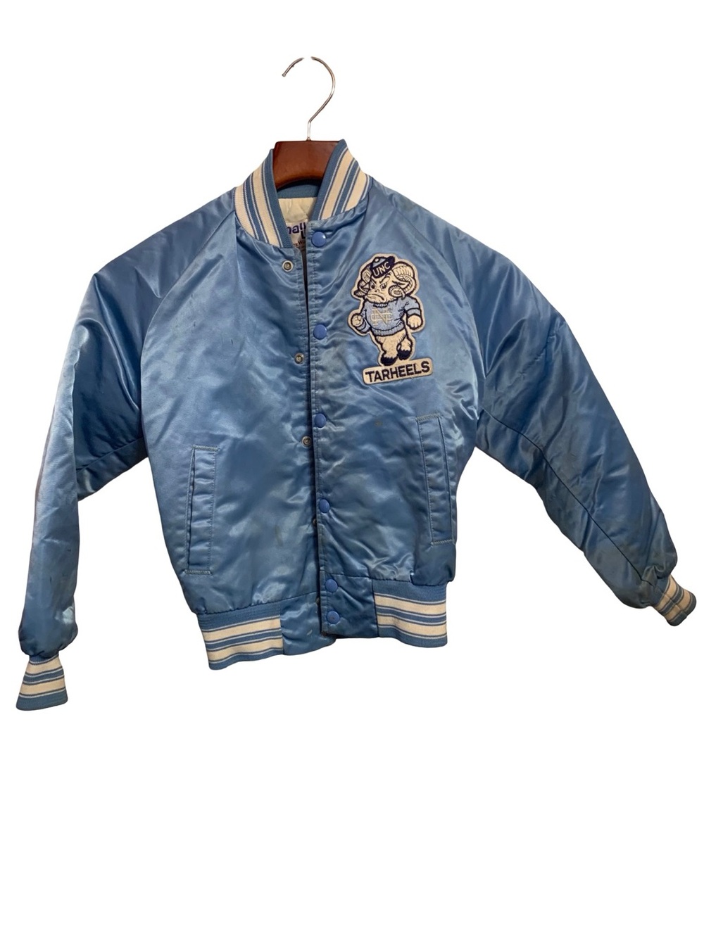 Vintage 1980s Chalk Line UNC Tar Heels Satin Bomber Jacket Kids 10-12